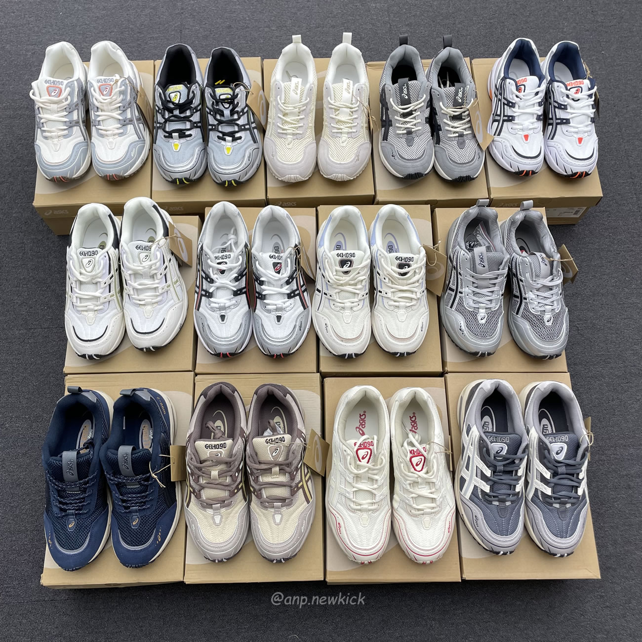 Asics Gel 1090 Grey Beige Birch French Blue White Sage Silver Cream Brown Silver Cream Gray Blue (34) - newkick.app